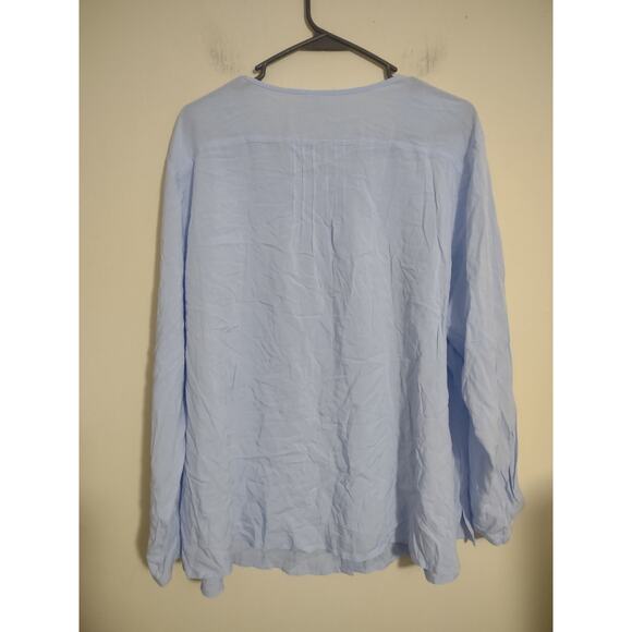 Old Navy Blue Flowy Button Up Shirt XXL Lightweight Classic Bohemian Easter - Picture 5 of 5